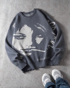 Sweat-shirt unisexe imprimé sur mesure en coton épais, col rond, effet délavé vintage, coupe oversize, teint en pièce - Product Image 4