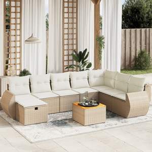 Grand ensemble de canapés de jardin modulaires en rotin PE beige, meubles de jardin modulaires confortables - Product Image 1
