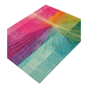 Hand Tufted Wool Area Rug Modern Multi Color Sunburst Abstract Design Dense Plush Fiber <b>Fluffy</b> Soft Non-Slip Eco-Friendly <b>Carpet</b> - Product Image 3
