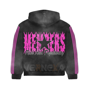 Oem Manufacturer Black <b>Pink</b> <b>Tracksuit</b> Hooded Sweatsuit Flare Pants <b>Set</b> Sporty Streetwear Screen Printing Piping Design <b>Set</b> - Product Image 3