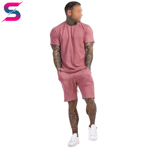 Premium Quality New Arrival Men Solid Pink Crew Neck <b>Knitted</b> Cotton T-Shirt & Shorts <b>Set</b> Breathable Casual Summer Outfit - Product Image 4