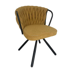 Sedia da pranzo in tessuto imbottito con bracciolo in metallo con bracciolo e gambe in metallo, - Product Image 1