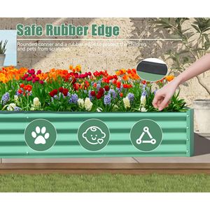 Fioriera Grande in Metallo Zincato 8x4x1 piedi, Vaso Rialzato per Giardino Esterno, Fioriere e Vasi per Ortaggi e Frutta - Product Image 3