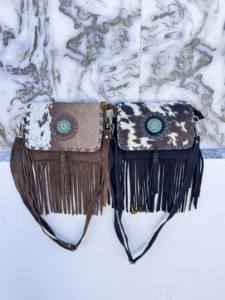 Nouveau design Western Sac à main à franges en fourrure de vachette Sac à bandoulière Sacs à franges de style bohème Sac à main en cuir Vente à chaud Petit sac en cuir de vachette - Product Image 5