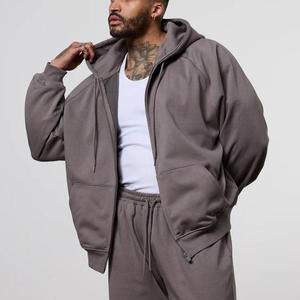 Sweat-shirt à capuche zippé pour homme en molleton épais coton-polyester, coupe oversize et carrée, avec logo personnalisé, pour le sport et les loisirs, grandes tailles - Product Image 1