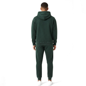 Chándal de hombre personalizado con capucha, verde oscuro, lavado ácido, transpirable, ecológico, informal, de invierno, de forro polar grueso, acolchado y con bordado. - Product Image 2