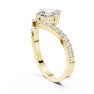 เครื่องประดับหมั้นสุดหรูทันสมัย ผลิตจากทองคำขาว 14k ประดับเพชรทรง Asscher แบบเจียระไนเหลี่ยม ฝังแบบ Prong Set เพชรเพาะเลี้ยงในห้องปฏิบัติการ เหมาะสำหรับงานแต่งงาน - Product Image 2