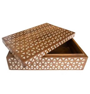 Elegant Grey Bone Inlay <b>Floral</b> Jewelry <b>Box</b> Handcrafted Rectangular Wood Keepsake Chest Luxury Mother of Pearl Style Organizer - Product Image 1