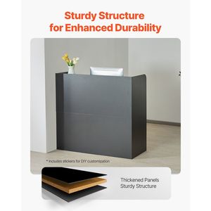 Bancone Reception Rettangolare da 47 Pollici con Cassetto Chiudibile a Chiave e Armadietto, Tavolo Frontale per Ufficio - Product Image 3