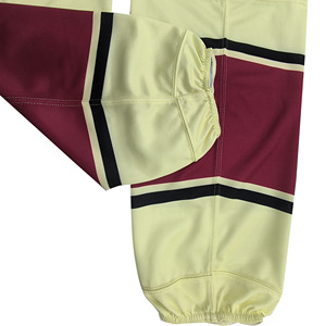 Yellow Maroon Striped Basketball Knee High <b>Leg</b> <b>Warmers</b> Breathable Knitted Adult Sport Socks - Product Image 3