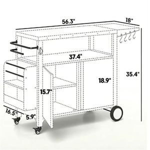 Carrello portaoggetti per barbecue da esterno con griglia e pratico supporto per gli accessori essenziali per la cottura - Product Image 6