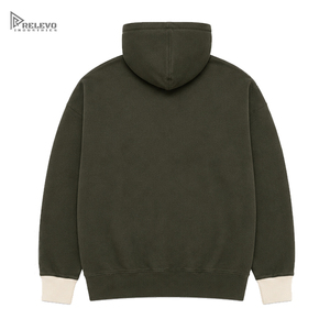 Wholesale Custom Vintage Washed Pullover <b>Hoodie</b>, <b>Plain</b> Blank Heavyweight Unisex Hooded Sweatshirt With Contrast Cuffs Acid Wash - Product Image 2