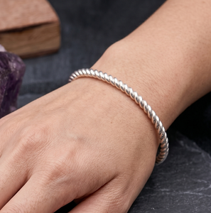 Croissant manchette dôme argent torsadé Design Bracelet prix de gros pur 925 Bracelet en argent Sterling bijoux pour la vente en gros - Product Image 3