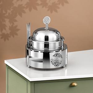 Recipiente Redondo de Acero Inoxidable para Calentar Comida con Caligrafía Árabe Cortada con Láser, con Tapa Enrollable para Catering de Hoteles de Lujo - Product Image 3
