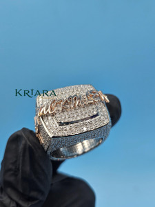 Bague pour homme en argent 925 plaqué or rose 18 carats avec diamants de laboratoire, style hip-hop glacé, pour usage quotidien - Product Image 3