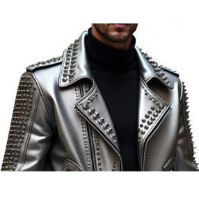 Handmade Studded Cowhide Leather <b>Jacket</b> For Men <b>Punk</b> Rock Biker Style Genuine Leather Fashion <b>Jacket</b> Breathable Winter Fashion - Product Image 3