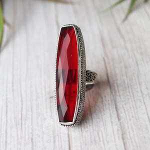 Handmade Red Garnet <b>Ring</b> 925 Sterling <b>Silver</b> Natural Gemstone Jewelry Elegant Women Gift <b>Statement</b> Design - Product Image 2