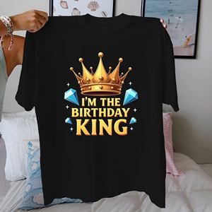 I M THE BIRTHDAY KING con corona, Camiseta de algodón puro para mujer, ajuste cómodo - Product Image 5