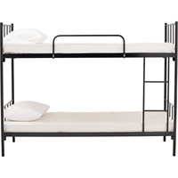 Lit superposé double en métal NUHOOM-BASIC Modèle 658006, cadre industriel noir, taille lit simple, pour dortoir, appartement commercial, hôtel