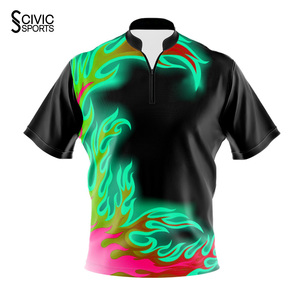 Customizable Sports 1/4 Zip T-shirts Quick Dry Sublimation Print <b>Bowling</b> Jersey Free Design Uniform - Product Image 1