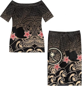 Vestido largo Puletasi de Samoa para mujer, con estampado tribal polinesio, elegante estilo isleño, ropa para ocasiones especiales - Product Image 4