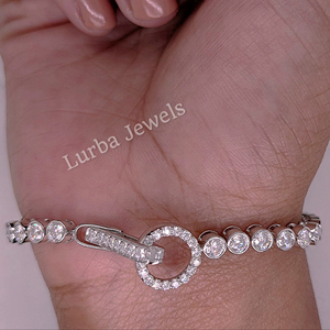 4.50 Ct Cut Moissanite Bezel Set Tennis Bracelet <b>Solid</b> 18k White <b>Gold</b> Luxury Engagement Wedding Anniversary Party Gift - Product Image 5