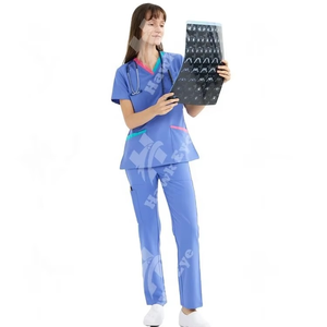 Uniforme Quirúrgico Personalizado con Logotipo para Hombres y Mujeres, Uniforme Médico de Enfermería, Conjunto de Pantalones Jogger y Blusa - Product Image 1