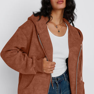 Sweat à capuche oversize pour femme, fermeture éclair, toutes tailles disponibles, fournisseur direct d'usine, vêtements décontractés, sweats à capuche zippés pour femmes - Product Image 4