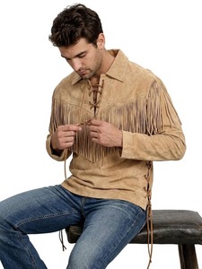 Chaqueta Vaquera Personalizada de Cuero de Oveja Occidental con Flecos, Abrigo de Cuero Puro de Alta Calidad a Precio Económico, Estilo Urbano OEM para Invierno - Product Image 6