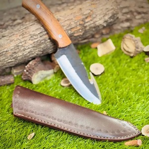 Cuchillo de Camping Hecho a Mano de Acero al Carbono con Punta Caída, Mango de Madera Recto, Funda de Cuero de Grado Industrial, ODM/OEM/OBM Disponible - Product Image 5