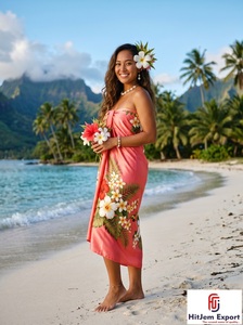Paréo de plage léger en satin tissé premium à pois et imprimé floral, idéal pour garçons et filles, OEM ODM - Product Image 6