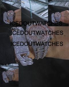 Reloj de Lujo para Hombre, Completamente Adornado con Moissanita, Personalizado, de Acero Inoxidable, Estilo Hip Hop, con Diamantes y Visualización de Fecha - Product Image 1