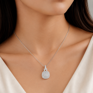 Pendentif de luxe en or blanc 14 carats avec diamants de laboratoire taille coussin pour femme, idéal pour le quotidien et les mariages - Product Image 1