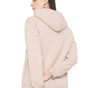 Sweat à capuche en molleton de coton et polyester pour femme, 240 GSM, broderie artistique, cordon de serrage, personnalisation de la marque - Product Image 2
