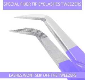 Pinces à cils professionnelles en acier inoxydable, durables, antistatiques, personnalisables avec logo sur mesure, vente en gros - Product Image 3