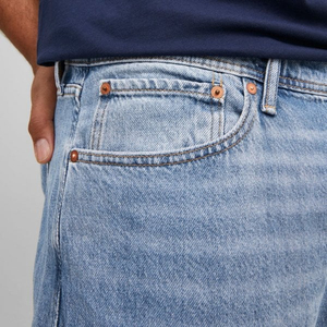 Jeans para Hombre, 100% Algodón, Tallas Grandes, Corte Slim Fit, Color Azul, Casual, Rectos, Color Sólido, Efecto Whiskers, 5 Bolsillos, Ligeros, OEM - Product Image 3