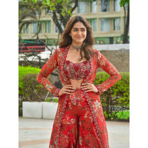 Conjunto de Blusa y Pantalón Koti Estilo Bollywood Indo-Occidental para Mujer - Product Image 6