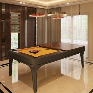 Argmac 3-in-1 Convertible <b>Slate</b> Pool Table with Leather Wrapped Dining Top 9x5ft for Home Hotel & Club Use - Product Image 6