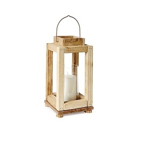 Linterna de madera con luz LED, lámpara colgante decorativa rústica hecha a mano para el hogar, jardín, restaurante, lugar de boda, patio, balcón - Product Image 2