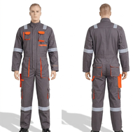 Combinaison de travail en polycoton premium 280 GSM bleu marine avec panneau réfléchissant, logo personnalisé, vêtements de travail durables