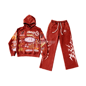 Wholesale Men Sweatsuit Set Full Sleeve Hoodie and Sweatpants Streetwear Sweatsuit - Product Image 5