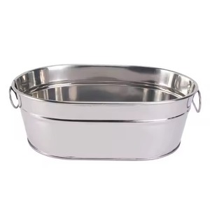 Dining Metal <b>Ice</b> Beverage Tub Stainless Steel Party <b>Cooler</b> Bucket Wine Beer Chiller Tub Party Use - Product Image 5