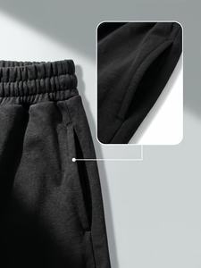 Shorts cargo noirs unis pour hommes, taille mi-haute élastique, décontractés, utilitaires, grandes poches, 100 % coton, écologiques, pour l'extérieur - Product Image 2