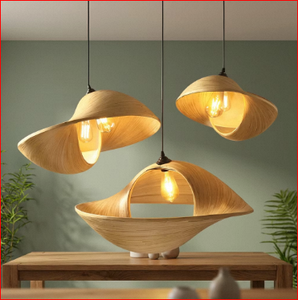 Lampe suspendue en bambou faite à la main, finition naturelle, abat-jour scandinave, taille et couleur personnalisées - Product Image 5