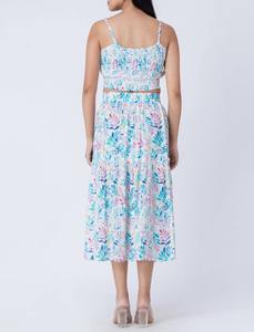 กระโปรงมิดิพิมพ์ลายใบไม้ผ้าเรยอนผลิตในอินเดียสำหรับผู้หญิง กระโปรงฤดูร้อนสำหรับแฟชั่นประจำวัน มีจำหน่ายแล้ว - Product Image 6