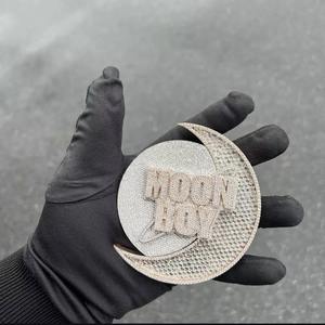 Comprar Colgante de Letra Personalizado con Moissanita Redonda de Corte Brillante Engastada en Bisel, de Plata de Ley 925, Joyería Hip Hop Unisex - Product Image 3