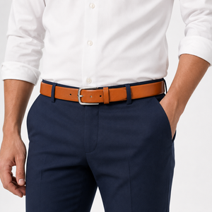 Cinturón de Cuero Genuino para Hombre con Hebilla de Acabado Niquelado, Cinturón Formal de Negocios y Casual, Ancho de 35 mm - Product Image 6