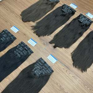 VENTE FLASH 100% Meilleure qualité Extensions de cheveux naturels lisses à clips Cheveux humains vietnamiens Grand stock Pas de nœuds Double trame - Product Image 4