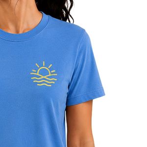 เสื้อยืดผู้หญิงสีฟ้าสกายบลูแบบสั่งทำพิเศษ พิมพ์ลายกราฟิกดวงอาทิตย์ แขนสั้น คอกลม เสื้อลำลอง ผ้าเนื้อนุ่ม แฟชั่นฤดูร้อน - Product Image 5