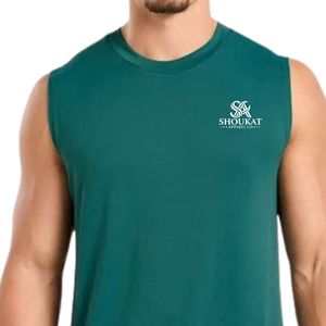 Camiseta sin mangas verde azulado para hombre, cuello redondo, para gimnasio, entrenamiento, fitness, deportiva, informal, para correr - Product Image 3